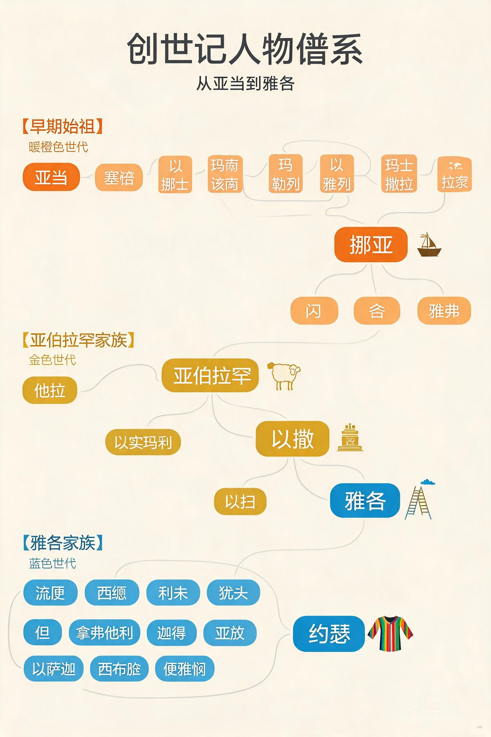 家谱信息图:创世记人物关系一图读懂